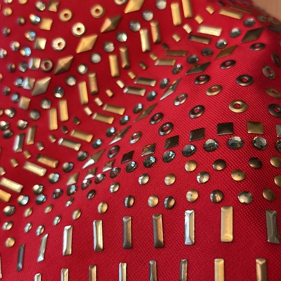 Cache Fire Red Strapless Embellished Dress Sz 0 - Picture 10 of 17